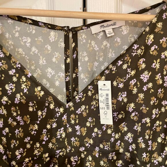 Madwell V Neck Midi Dress in Floral - Vegan Silk - Size 12 - Picture 2 of 4